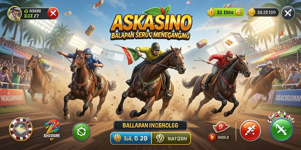 Gameplay mendebarkan dalam ASKASINO saat mobil melaju di trek balapan.