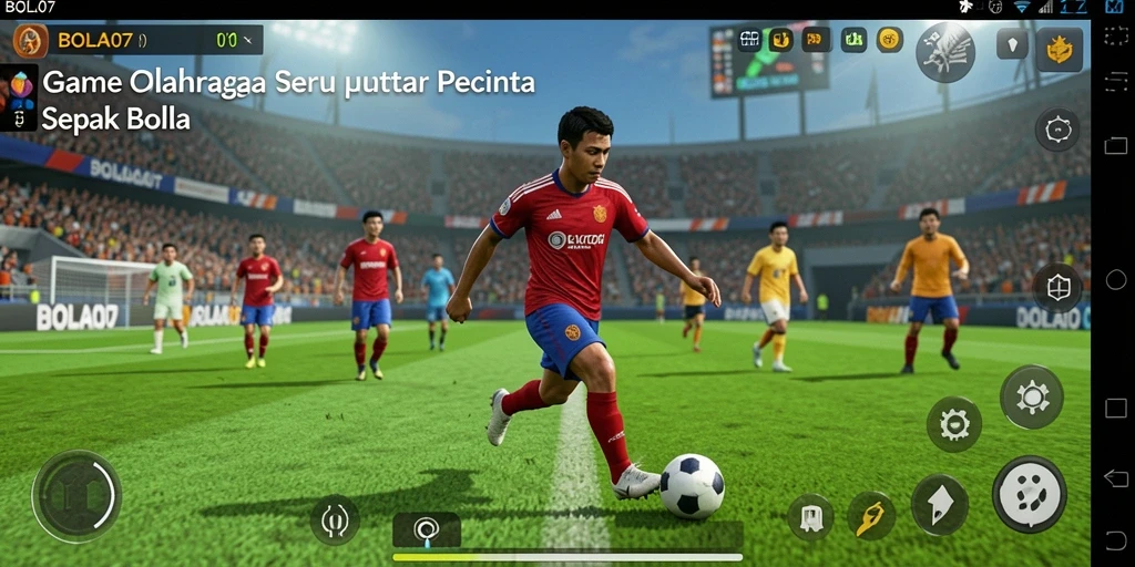 Tampilan gameplay menarik dari BOLA07 dengan aksi sepak bola seru.