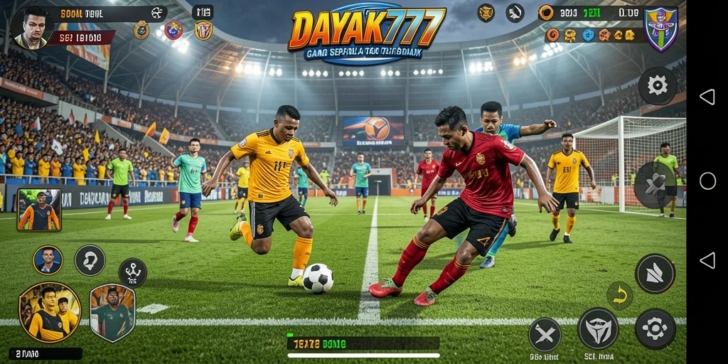 Tampilan seru dari pertandingan sepak bola nyata di DAYAK777.