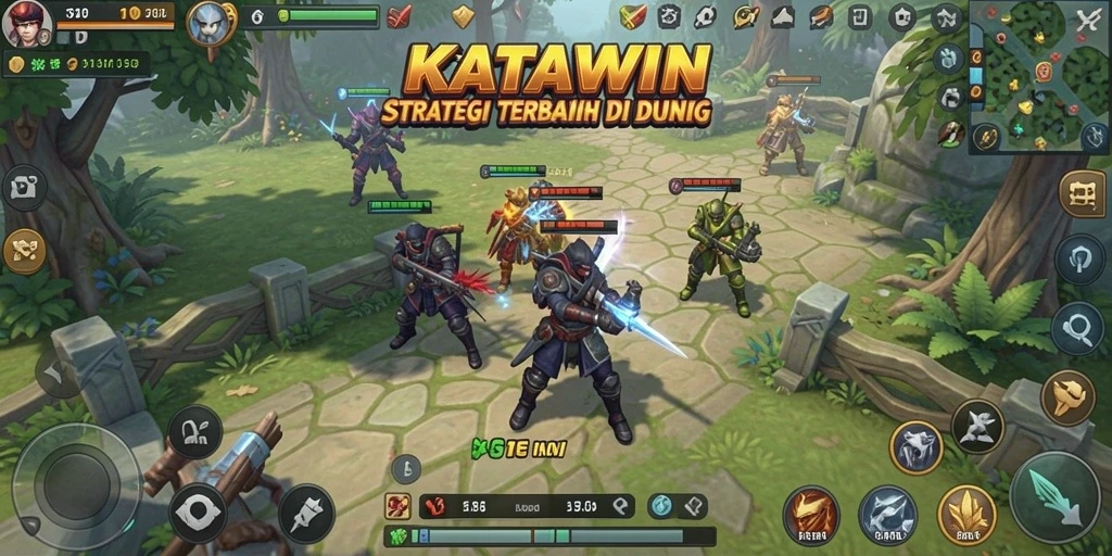 Tangkapan layar gameplay KATAWIN yang menampilkan pertempuran epik.