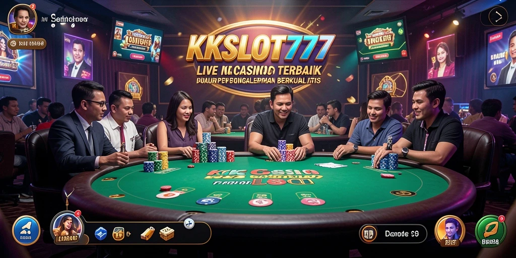 Screenshot utama KKSLOT777 menampilkan gameplay Live Casino yang mendebarkan.