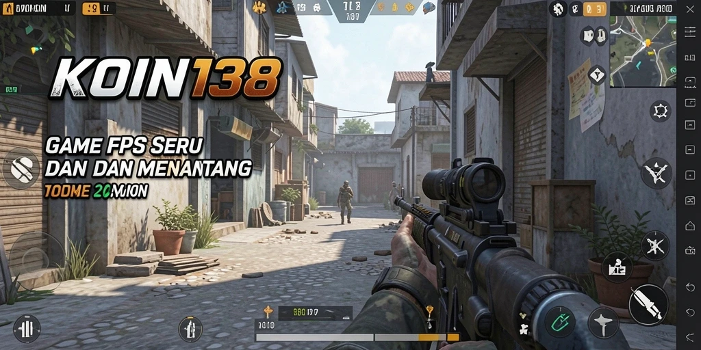 Tangkapan layar utama KOIN138 menampilkan aksi mendebarkan dari gameplay FPS.