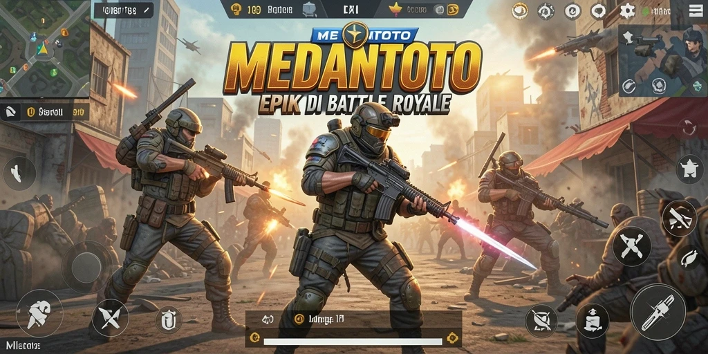 Tampilan seru gameplay MEDANTOTO dalam aksi Battle Royale.