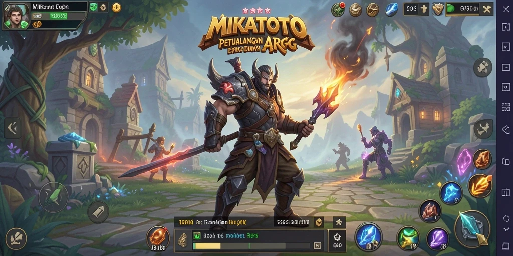 Screenshot MIKATOTO menampilkan aksi pertarungan yang seru di dunia fantasi.