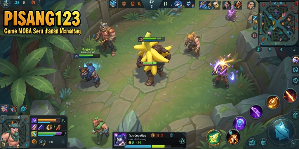 Tangkapan layar PISANG123 menampilkan aksi seru di arena MOBA.