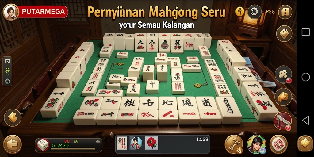 Tampilan gameplay seru dari PUTARMEGA, permainan Mahjong yang mengasyikkan.