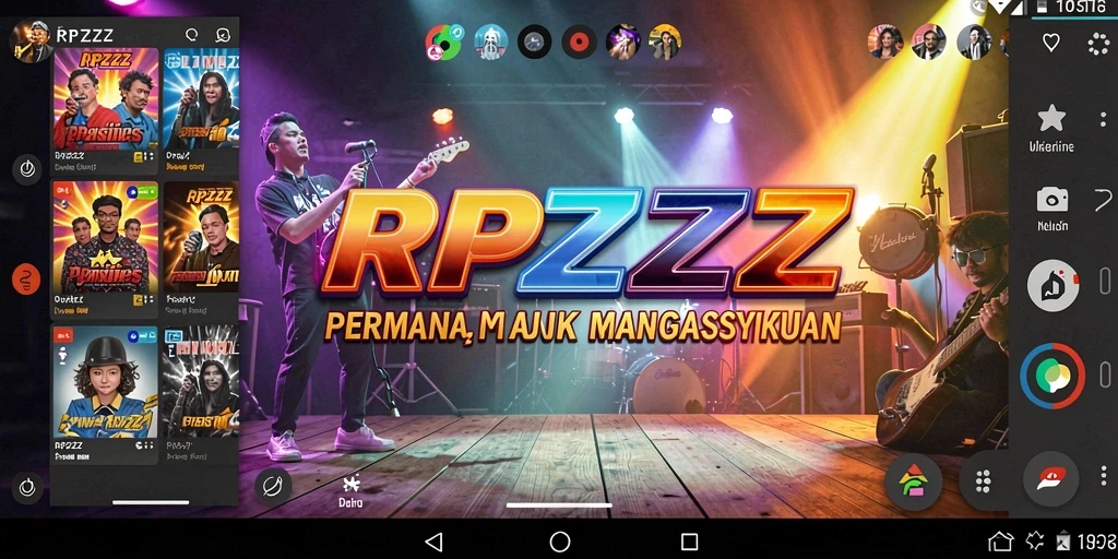 Screenshot permainan RPZZZ dengan tampilan menarik dan beragam lagu.