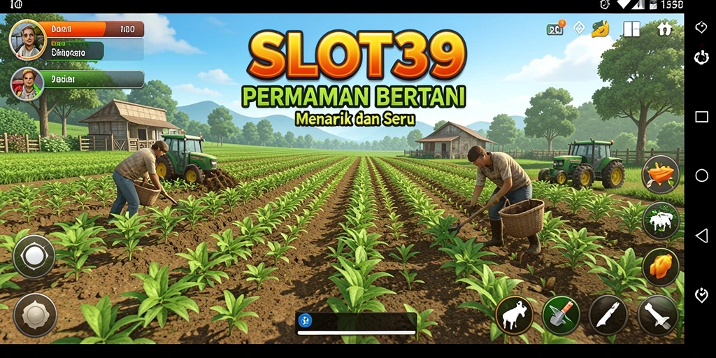 Screenshot menampilkan gameplay seru di SLOT39 dengan aktivitas bertani.
