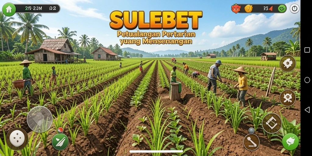 Screenshot gameplay SULEBET yang menunjukkan aktivitas bertani yang menyenangkan.