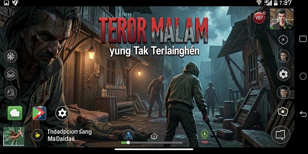 Gameplay V87 yang menegangkan dengan suasana seram yang kental.